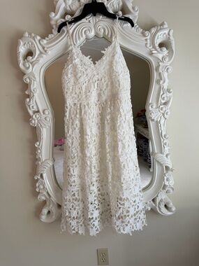 White Lace Maxi Dress - S